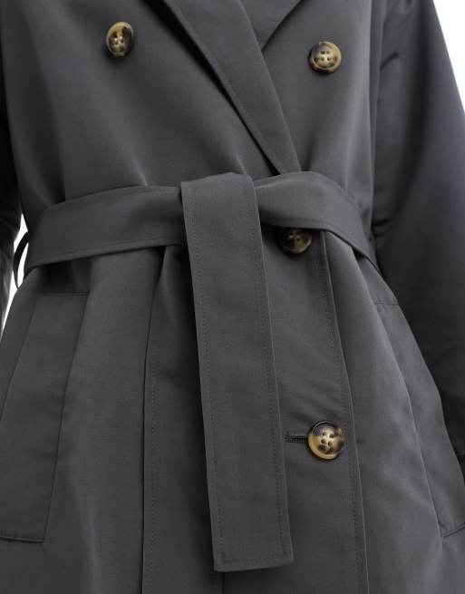 Vero Moda Tall - Lange trenchcoat met riem in asfaltgrijs, 4 van 4