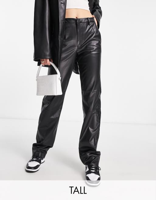 Black Faux Leather Straight Leg Trousers