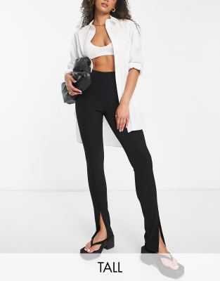 Vero Moda Tall - Leggings in Schwarz mit hohem Bund und Saumschlitz vorne-Bunt