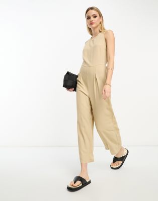 【louren】back tie over jumpsuit Vero Moda Tall linen touch tie back jumpsuit with pleat