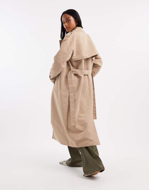 Vero Moda Tall longline belted trench coat in stone