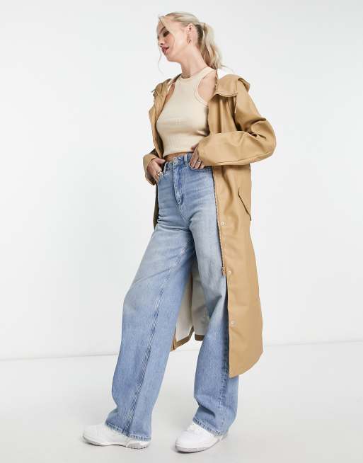 Vero Moda Tall – Longline-Regenmantel in Kamelbraun mit Kapuze, 4 von 4