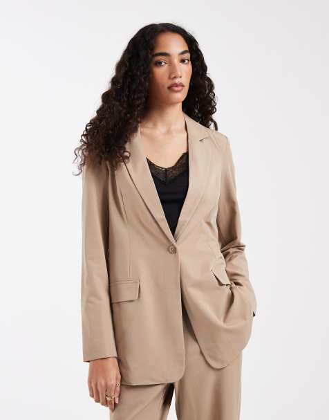 Vero Moda Tall loose fit tailored blazer in beige - part of a set - view 1