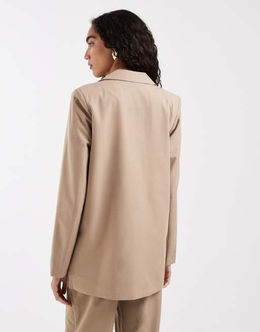 Vero Moda Tall loose fit tailored blazer in beige (part of a set), 4 of 4