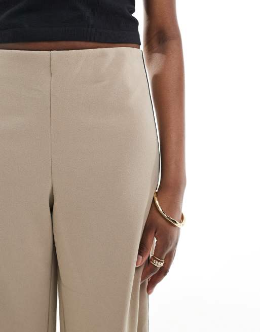 Vero Moda Tall - Losse broek met elastische taille en zijstreep in fossil, 4 van 5