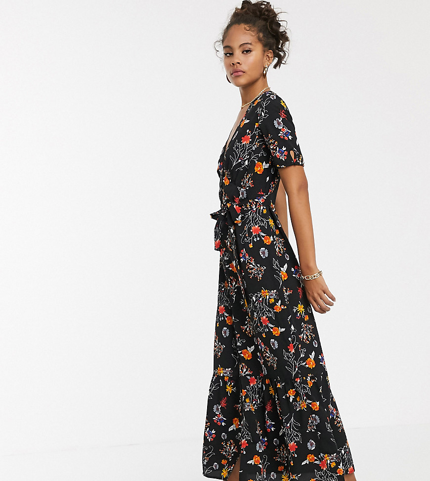 Vero Moda Tall - Maxi-jurk met knopen en bloemen-Multi