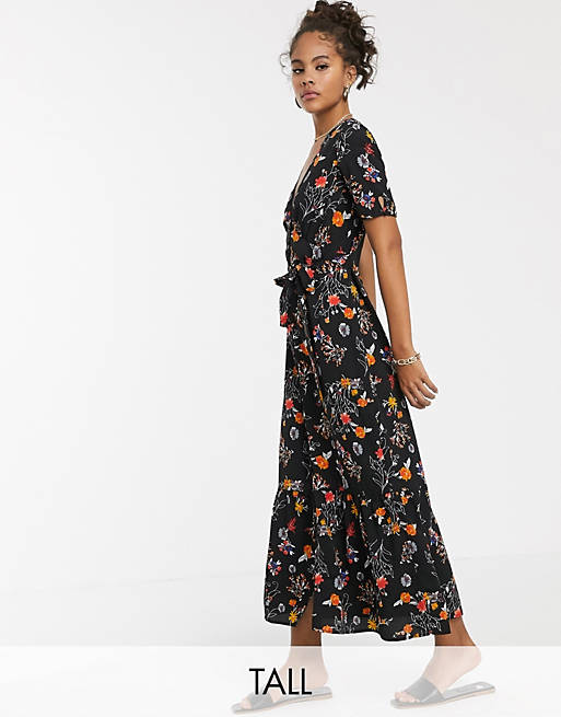 Voldoen resultaat Onrecht Vero Moda Tall - Maxi-jurk met knopen en bloemen | ASOS
