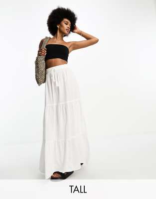 Vero Moda Tall maxi skirt with tie waist in white