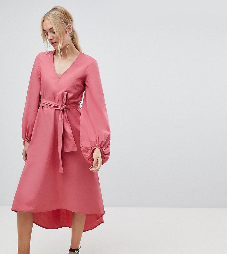 Vero Moda Tall - Midi-jurk met klokmouwen in roze