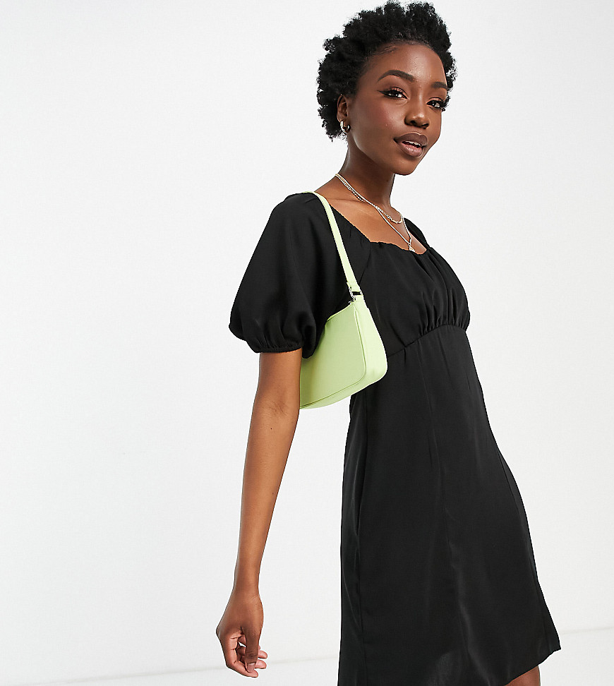 Vero Moda Tall - Mini jurk in melkmeisjesstijl met gerimpelde buste in zwart