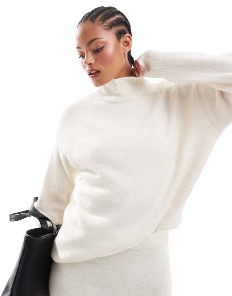 Vero Moda Tall – Monokrom, melerad tröja i oversize med polorkage, del av set - view 1