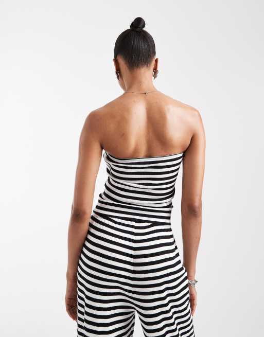 Vero Moda Tall - Monokrom tubetop med striber i ribstrikket jersey, 4 af 4
