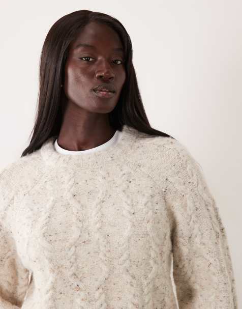 Vero Moda Tall oversized chunky cable knit jumper in cream melange - view 1