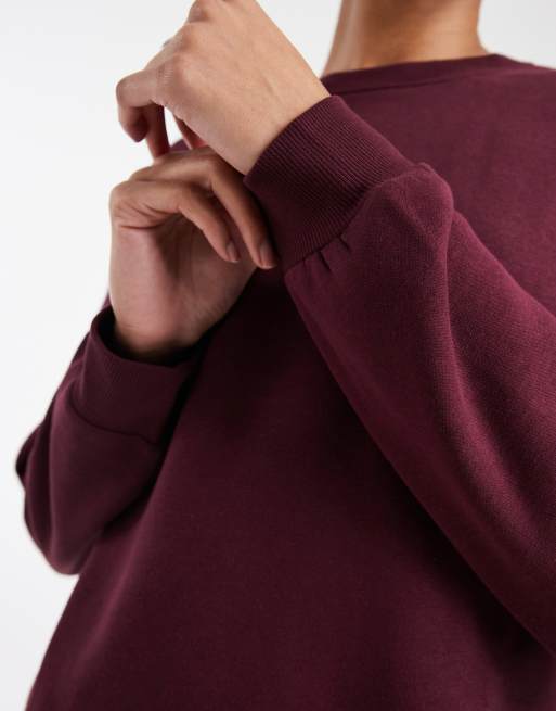 Vero Moda Tall oversized sweatshirt co-ord in burgundy, 3 of 4
