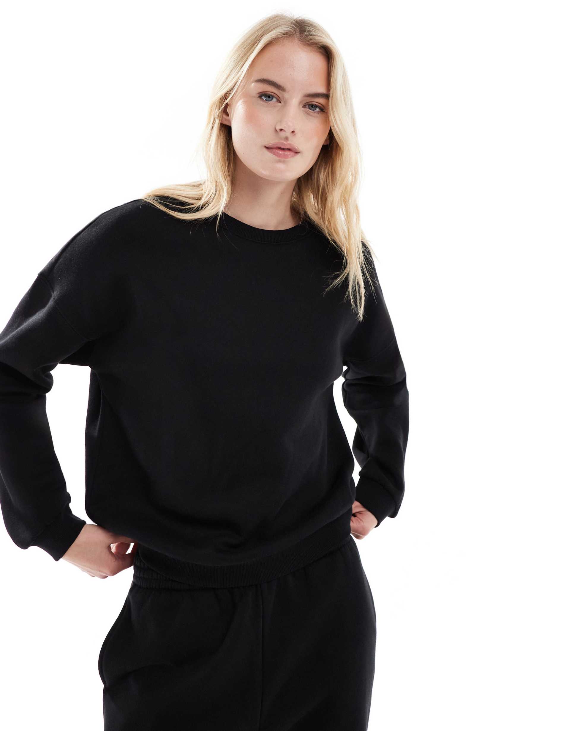 vero moda tall oversized sweatshirt in black - part of a set
