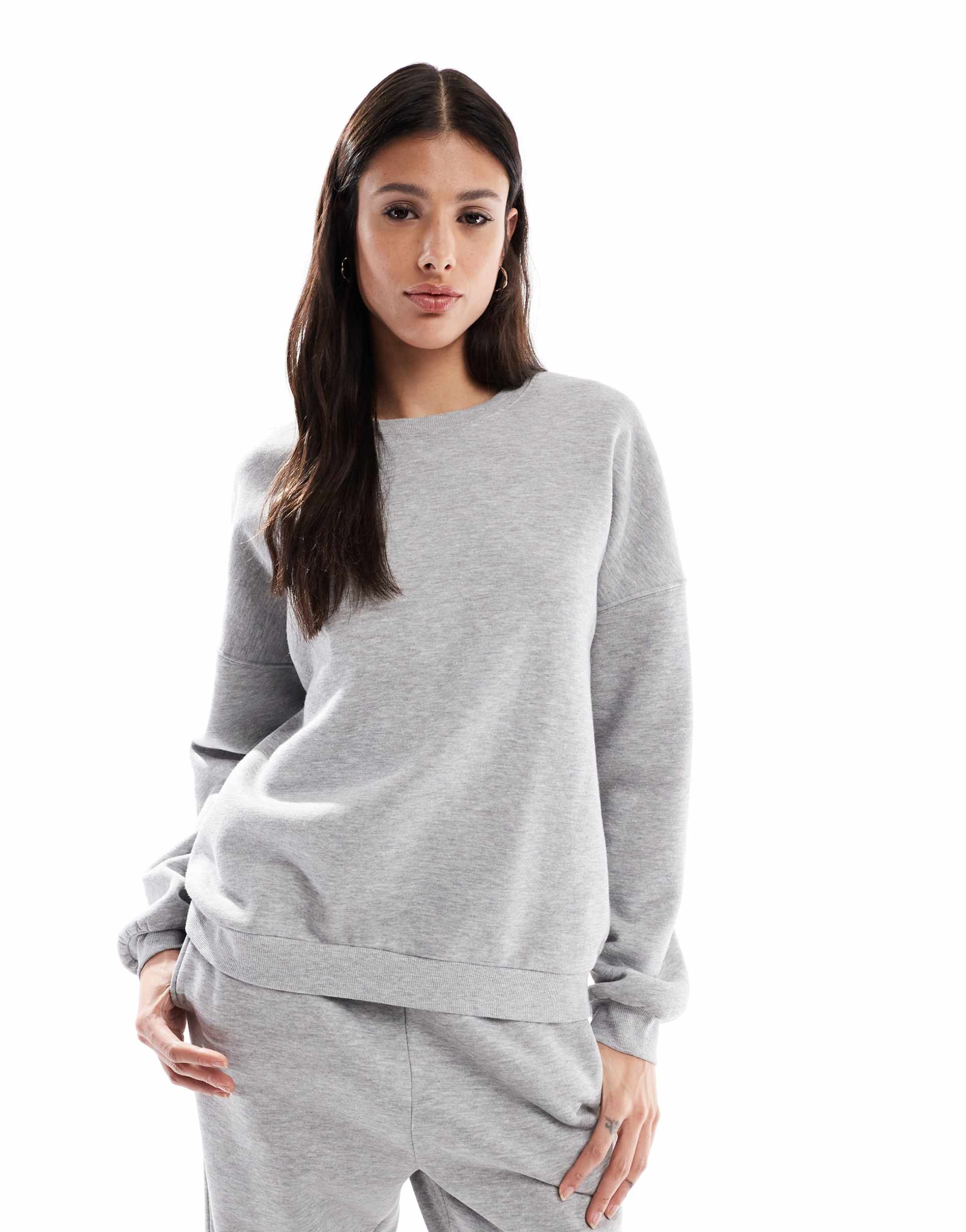 vero moda tall oversized sweatshirt in light gray - part of a set