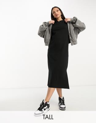 Vero Moda Tall oversized t-shirt maxi dress in black