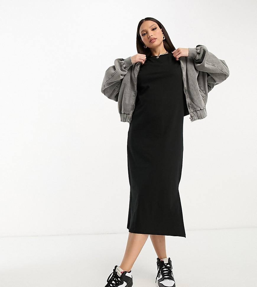 Vero Moda Tall oversized t-shirt maxi dress in black