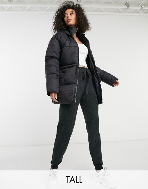 Vero Moda Tall padded jacket with drawstring waist in black