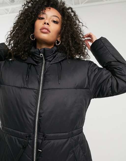 Vero Moda Tall padded jacket with drawstring waist in black Vero Moda Tall padded jacket with drawstring waist in black