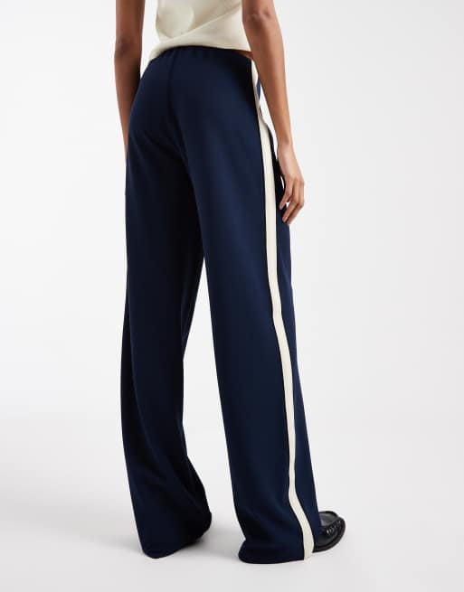 Vero Moda Tall - Pantalon à enfiler ample avec bande latérale - Bleu marine, 4 de 5