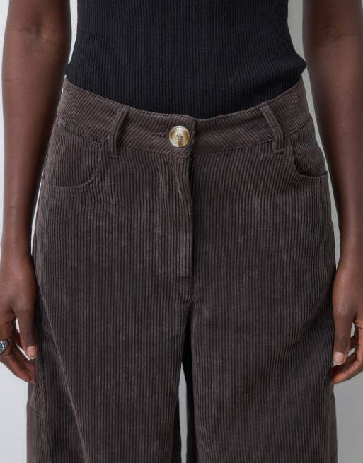 Vero Moda Tall pantalón barrel leg de pana en marrón chocolate, 4 de 5