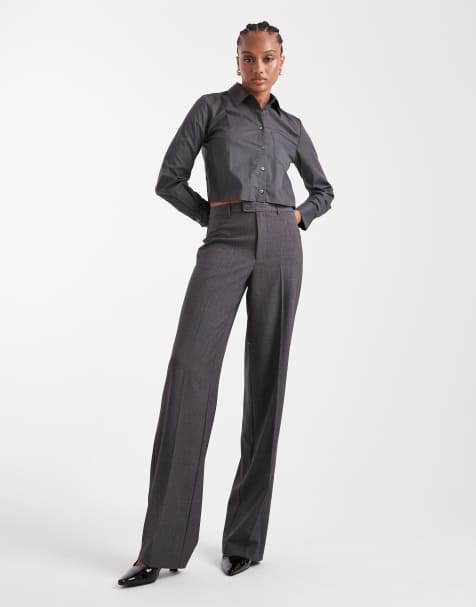 Vero Moda Tall - Pantalon droit habillé à pince devant - Gris foncé chiné - view 1