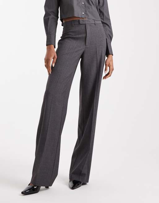 Vero Moda Tall - Pantalon droit habillé à pince devant - Gris foncé chiné, 2 de 5