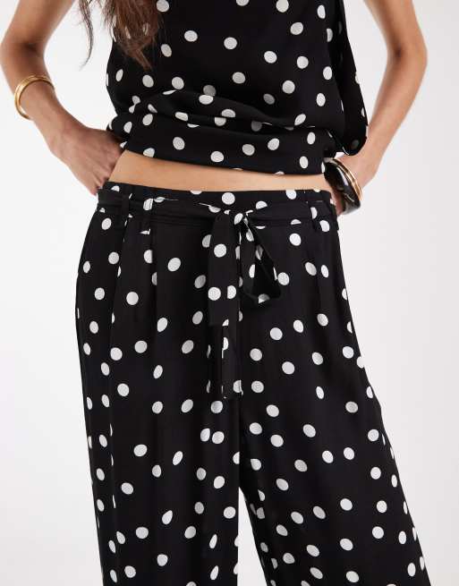 Vero Moda Tall - Pantalon large d'ensemble à pois - Noir et blanc, 3 de 5
