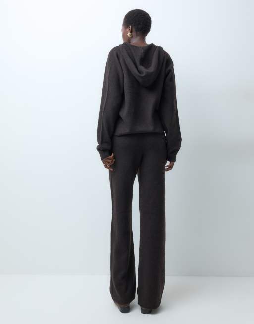 Vero Moda Tall pantalones de punto de pernera ancha de conjunto en marrón chocolate jaspeado, 5 de 5