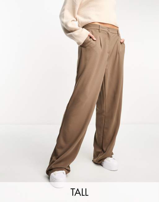 Vero Moda Tall - Pantaloni a fondo ampio marroni