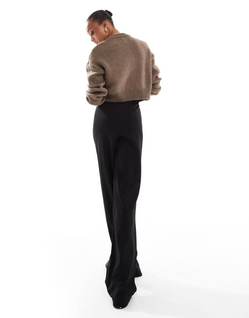 Vero Moda Tall - Pantaloni a fondo ampio neri con pieghe sul davanti , 3 di 5