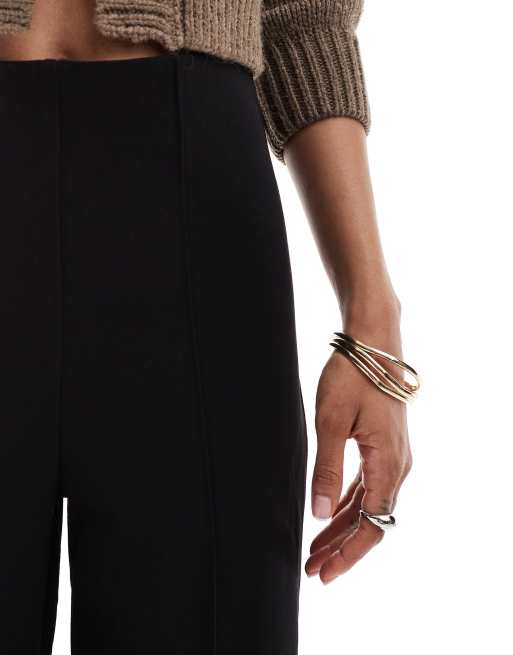 Vero Moda Tall - Pantaloni a fondo ampio neri con pieghe sul davanti , 4 di 5