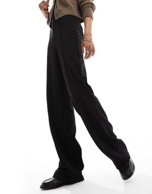 Vero Moda Tall - Pantaloni a fondo ampio neri con pieghe sul davanti , 5 di 5