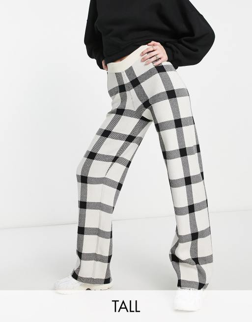 Vero Moda Tall - Pantaloni a quadri bianchi e neri