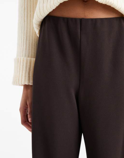 Vero Moda Tall - Pantaloni con fondo ampio color marrone cioccolato con riga laterale, 5 di 5