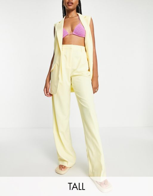 Vero Moda Tall - Pantaloni da abito sartoriali color limone