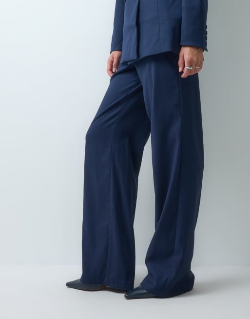 Vero Moda Tall pantaloni sartoriali a gamba larga coordinati navy, 2 di 5