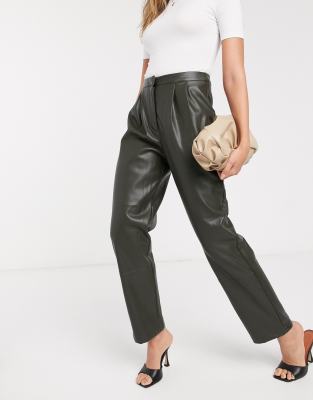 green faux leather pants