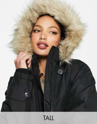 tall black faux fur coat