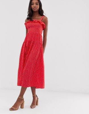 red polka dot maxi dress uk