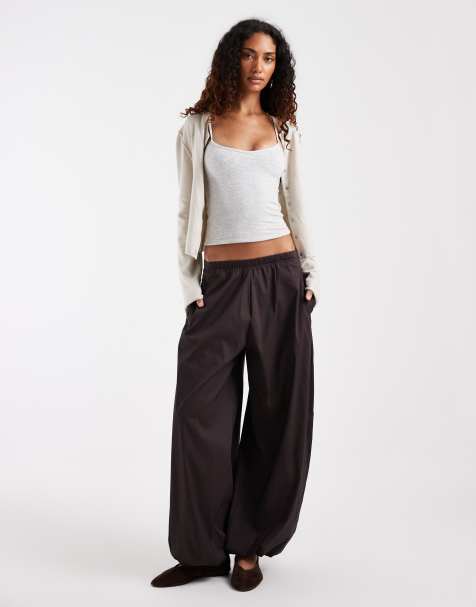 Vero Moda Tall poplin wijde ballonbroek in chocoladebruin - view 1