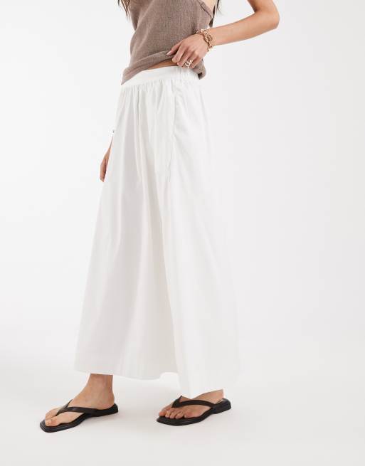 Vero Moda Tall pull on full midi skirt in white, 2 of 5