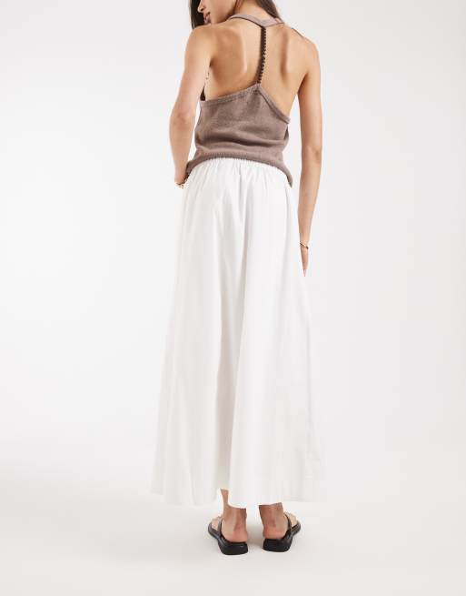 Vero Moda Tall pull on full midi skirt in white, 5 of 5