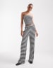 Vero Moda Tall ribbed jersey tube top co-ord in mono stripe