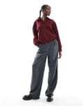 [Vero Moda Tall] Vero Moda Tall Rita tailored wide leg dad pants in asphalt grey XXS Grey