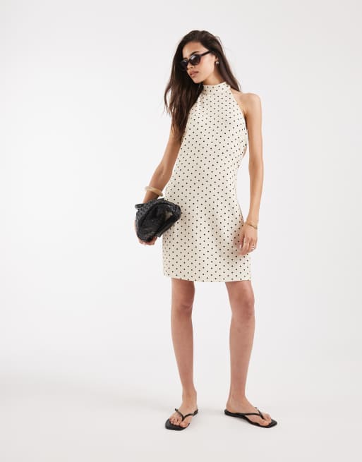 Vero Moda Tall - Robe courte dos nu à pois - Crème et noir, 2 de 4