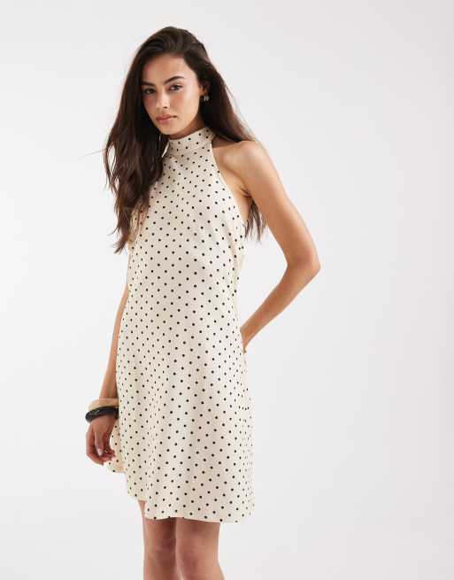 Vero Moda Tall - Robe courte dos nu à pois - Crème et noir, 4 de 4