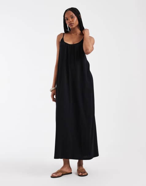 Vero Moda Tall - Robe longue à enfiler avec fines bretelles - Noir - view 1
