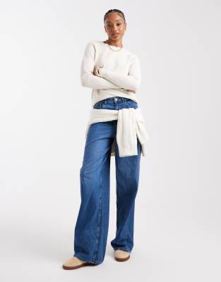 Vero Moda Tall Round Neck Knit Sweater In White